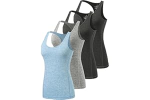 Ymmchy Tank Top für Damen Unterhemden Workout Racerback Tanktops 4er-Pack