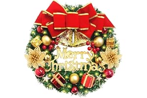 TEWWCEO Ghirlanda Natalizia 30cm Christmas Wreath con Campane Ghirlanda Artificiale Ghirlanda di Buon Natale Decorativa Christmas Ghirlanda Porta Regalo di Natale Ringraziamento Decorazioni Natalizie