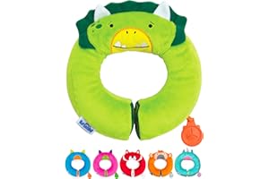 Trunki Coussin Voyage Avion Enfants et Mentonnière Enfants | Coussin Voiture Enfants Soutien les Têtes Endormies dans le Siège Auto, l'Avion, le Vélo ou la Poussette | Yondi Dinosaure Dudly (Vert)