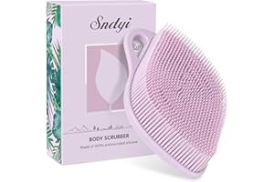 Sndyi Cepillo Corporal de Silicona, Cepillo Exfoliante Corporal Pieles Sensibles, Cepillo Corporal de Ducha con Forma de Hoja y Cerdas para Hacer Espuma, Fácil de Limpiar y Duradero, Violet