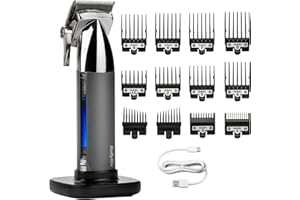 BaByliss Super-X Metal Sladdlös Hårklippare, Japanska Stålblad, 10 Distanskammar, 2 Taperkammar, Litiumbatteri, Digital Display, Metallhandtag, Svart, E996E