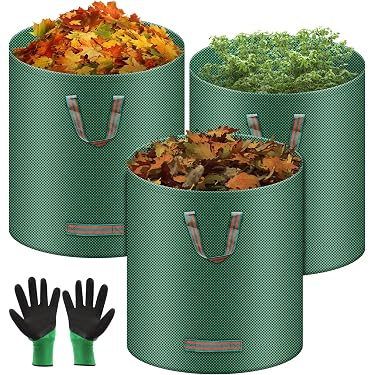 Sacs De Jardin Réutilisables 2x300L + Gants - Autoportants, Solides - Pour Feuilles, Herbe, Déchets Verts - 8