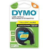 Dymo S0721620, LetraTag Plastik Şerit (12 mm X 4 mt), Sarı (59423)