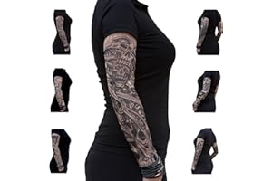 OBLIQUE UNIQUE Oblique-Unique® Lot de 6 manchons de tatouage en nylon Motif tête de mort