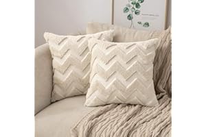 MIULEE Zestaw 2 dekoracyjnych poszewek na poduszki, z wełny, na sofę, miękkie, na poduszki kanapowe, ozdobne, z ukrytym zamkiem błyskawicznym, do salonu, sypialni, beżowe, 45 cm x 45 cm