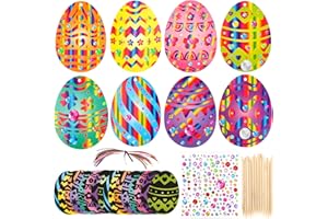 HOWAF 24 Stück Ostern Kratzbilder für Kinder, Ostereier Kratzbilder Ostern Ostereier zum Aufhängen Oster Kratzbilder Osterei Kratzpapier Ostern Basteln Kinder Bastelset für Ostern Geschenke Osterdeko