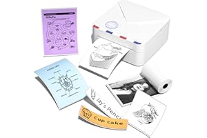 ‎PHOMEMO Phomemo M02S kieszonkowa drukarka 300 DPI do smartfonów, przenośna drukarka etykiet, kompatybilna z papierem 15, 25, 53 mm, idealna do nauki, scrapbookingu, zdjęć, prezentów (biała)