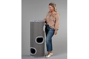 RHRQuality Pojemnik do drapania dla dużych kotów, XXL, Coony Lounge 44 cm Ø x 106 cm, drapak dla kotów, stabilny (jasnoszary)