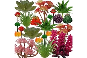 QUOZUO Sztuczne sukulenty, 22 szt., kolorowe sztuczne sukulenty, mini sztuczne sukulenty do majsterkowania, domu, kwiatów, na ścianę, ogród, biuro, dekoracja (niedoniczkowe)