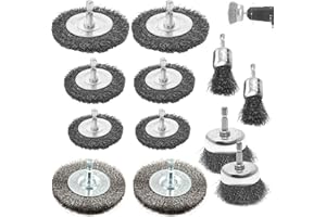QIYICHE Pack of 12 Wire Brush Drill, 6 mm Wire Brush, Cordless Screwdriver, with Hexagonal Bar Wire Brush Set, for Drill, Polishing, Grinding, Rust Removal, Deburring