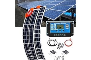 LYMGG Panneau Solaire Monocristallin (18v 200w/400w), ContrôLeur 40a/Kit De SystèMe Solaire Flexible, Panneau Solaire Semi-Flexible (30 °), Pour Camping-Cars, Bateaux, Caravanes,400W