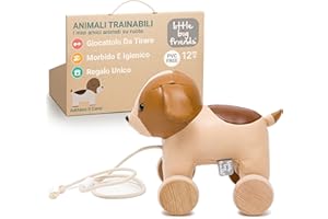 Animali da tirare Little Big Friends | Giocattoli da tirare per bambini | Giocattolo tradizionale | Facile da Pulire | Sicuro per i bambini | Adriano il cane