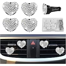 MINGZAIQIPEI Clip per bocchetta dell'aria a forma di cuore, 4 pezzi, diffusore per auto a forma di cuore, decorazione per auto da donna + simpatico