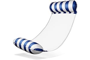 Balinco – Amaca gonfiabile ad acqua con 2 camere d'aria e rete di nylon per piscina – Materassino galleggiante per adulti e bambini – Accessori estivi per piscina (blu/bianco)