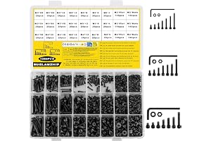 1260 St Komplett Stålskruvset M2-M4 Insex | Inkluderar M2, M3, M4 Skruvar Med Muttrar Och Brickor. För Elektronik, Modellbygge Och Reparationer.