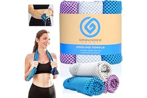 Grounded Sport ® Lightweight Microfiber Cooling Towel 3-Pack | 12" x 39" | for Exercise Spin Workout Camping Work Travel Hot Weather Women Men Neck Face | San Diego CA | Stay Grounded