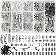 Vaikby 152PCS Vikings Hair Jewelry Norse Runes Tube Beads, Metal Clips Cuffs Rings, Accessories for Braids Dreadlocks Beads for Braiding Beard Decoration Bracelets Pendant Necklace DIY