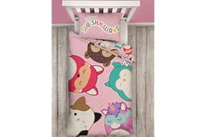 Zestaw pościeli Squishmallows I Dwustronna pojedyncza pościel I Pościel dla dzieci z pasującą poszewką na poduszkę