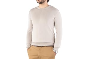 Cashmere Zone - Maglione Uomo Girocollo in Puro Cotone Egiziano Artigianalità Italiana e Confort a Manica Lunga