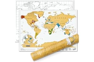 Luckies of London Scratch Map Travel Edition – Mappa del mondo da grattare in formato ridotto – Poster da viaggio personalizzabile – Fabbricata nel Regno Unito
