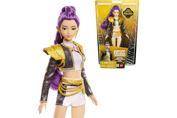 Mattel KPOP Demon Hunters HUNTR/X Rumi “Golden” Muñeca Cantante | Con conjunto distintivo removible, 5 articulaciones, inspirada en la película, JRN40