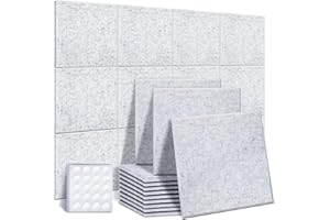 Paneles Acústicos Insonorizacion Acustica Pared 24 Piezas con Cinta, Ohuhu Placas Aislamiento Acustico Alta Densidad 30 x 30 x 1 cm para Decoración de Paredes y Tratamiento Acústico, Gris
