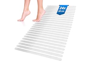 ECENCE Tiras Antideslizantes para Ducha y bañera, Juego de 24 Adhesivos Antideslizante bañera, Color Transparente, Pegatinas Antideslizantes bañera
