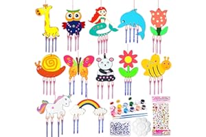 Huahuanghui Kit Campanelli Eolici in Legno 12 Pezzi Campanelli Eolici in Legno Campanelli Eolici Fai da Te per Bambini Kit Artigianale per Bambini per Far Dipingere Esporre e Decorare i Bambini