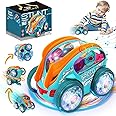 Vibbang Speedlite Dynamic Gear-Powered Car, 360° Rotating Light Up Toy Car with Music & Led Lights, Colorful Gears Bump and Go Moving Gears Cars, Children's Light Up Toy Cars for Girls Boys