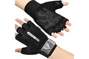 RDX Weight Lifting Gloves Gym Fitness Workout, Anti Slip Padded,Ultra Ventilated, Bodybuilding Strength Training HIIT WOD Exercise, Half Finger Adult & Kids Men Women Cycling Rowing Climbing