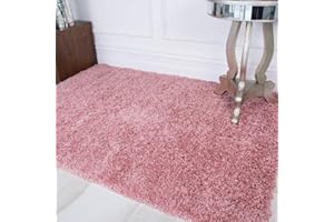 THE RUG HOUSE Ontario Blush Pink Soft Warm Thick Shaggy Shag Fluffy Living Room Area Rug