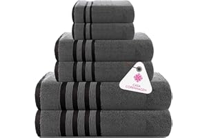 Casa Copenhagen Zero Twist, Juego de Toallas de 6 Piezas 100% algodón, Gris Pino, 600 g/m², 2 paños de baño, 2 de Mano, 2 paños de algodón Egipcio, Toallas Lujo ultrasuaves para Hotel, SPA, Cocina