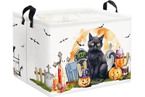 Clastyle Boo Halloween Storage Basket Kids Pumpkin Storage Box Boys Girls Toy Box Spooky Gift Hamper Basket for Party Decoration,Graveyard,40x30x30 cm