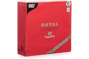 ‎PAPSTAR Papstar Servietten / Tissueservietten rot "Royal Collection" 40 x 40 cm, 1/4-Falz, Stoffoptik, nachhaltig, für Gastronomie, Haushalt und Feste, FSC-zertifiziert, #11607, 1 X 50er Pack