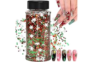 JEMESI 100g Natale Glitter, Paillettes per il Corpo, Unghie, Trucco, Scuola, Fai da te, Gioielli, Resina Epossidica, Festival, Decorazione per Feste（SD-10)