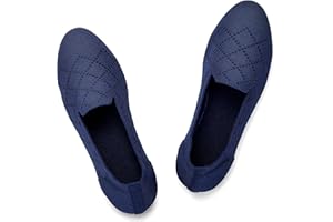 Puxowe Damen Ballerina Flache Schuhe Runde Zehe Strick Kleid Schuhe Niedriger Keil Slip On Ballerina Walking Flats für Frauen