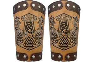 HiiFeuer Embossed Jormungandr Leather Arm Armor, Viking Arm Gauntlet Bracer
