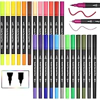 JPARR Pinselstift Set Pinselstiften Aquarellpinsel Brush Pen Set, 24 Farben Pinselstifte mit Zwei Spitzen, Pine…