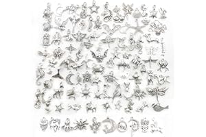 COZYPLC 100pcs Charms for Bracelets Silver Charms for Jewelry Making Accessories Charms Mixed Jewelry Charms Earring Charms for Jewelry Making Bracelet DIY Bracelet Necklace Making Crafts
