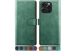SUANPOT Funda para iPhone 16 Pro MAX 6.9" con Tapa【Bloqueo RFID】de Cuero PU Cierre Magnético，Soporte Plegable，Ranura para Tarjeta Cover para Apple 16 Pro MAX Phone Case Verde Claro