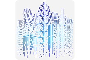 FINGERINSPIRE Stencil Città Edifici 30x30 cm Plastica PET Pittura Stencil Quadrato Grande Modello Morden Edifici Stencil Riutilizzabile Lavabile per Progetti di Lavoro Manuale per Interni Ed Esterni