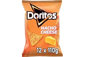 Doritos Nacho Cheese -Tortilla Nachos mit Käse Geschmack - Herzhafter Snack zum Knabbern aus Mais (12 x 110g) (Verpackungsdesign kann abweichen)