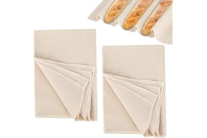 CANCYCC Lot de 2 toiles de boulangerie en lin naturel - 75 x 45 cm - Accessoires de cuisson pour la cuisson du pain - Pour la préparation de la pâte - Pour la famille, les boulangers, les débutants