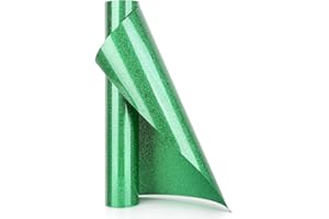 YURROAD 40“ X 12” Green Glitter HTV Iron On Vinyl Bundle Heat Transfer Vinyl Roll for DIY T-Shirts Clothes Hats or Other Fabrics - Glitter Green HTV