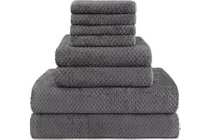 HOMEXCEL 8-teiliges Badetuch-Set, Mikrofaser-Badetuch – 2 Badetücher, 2 Handtücher und 4 Waschlappen, superweiche, sehr saugfähige Handtücher für Badezimmer, Fitnessstudio, Hotel und Spa (grau)