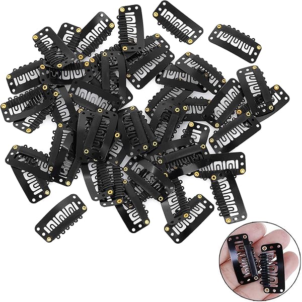 50 Stück Perückenclips Mit 6 Zähnen - U-förmige Metall-Kammclips Für Haarverlängerungen & Perücken, Schwarz