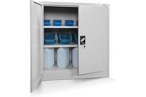 Jan Nowak Armario de Oficina Archivador de Herramientas Metálico 2 Estantes con Recubrimiento de Polvo Se Puede Cerrar 92,5 cm x 90 cm x 40 cm