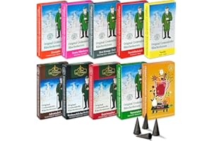 Crottendorfer Räucherkerzen 10er Pack (10 x 24 Stück) – Kaminzauber, Tannenduft, Weihnachtlicher Weihrauch, Zimtapfel, Adventsduft, Sandelholzduft etc. – Höhe 2,7cm, Ø 1,2cm – 15 Min. Brenndauer
