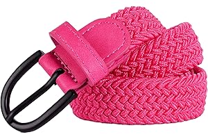 Mile High Life Junior geflochtene elastische Stretchgürtel | Dornschnalle | PU Loop-Endspitze | Jungen Mädchen | 2,5 cm breit | 5 Größen 5 Farben