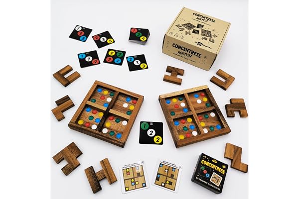 CONCENTRESE MATCH – Jeu de Société en Bois Massif pour Enfants et Adultes | Casse-Tête Logique, Puzzle Éducatif & Jeu de Rapidité | 1 à 4 joueurs | dès 5 ans | Cadeau Durable | Fabrication Artisanale.